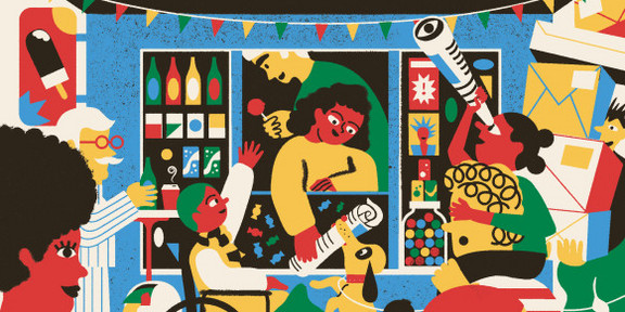 Illustration einer Kiosksituation