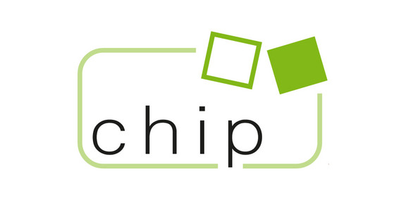 Logo des Fachgebiets CHIP mit Schriftmarke und zwei grünen Würfeln