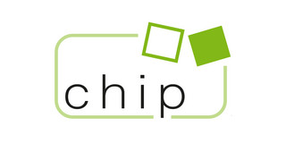 Logo des Fachgebiets CHIP mit Schriftmarke und zwei grünen Würfeln