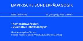 Cover der Zeitschrift Empirische Sonderpädagogik zum Themenheft "Qualitative Inhaltsanalyse"