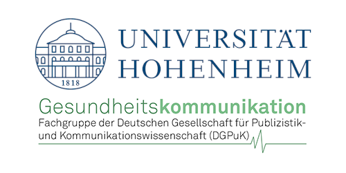 Logos der Universität Hohenheim und der Fachgruppe Gesundheitskommunikation